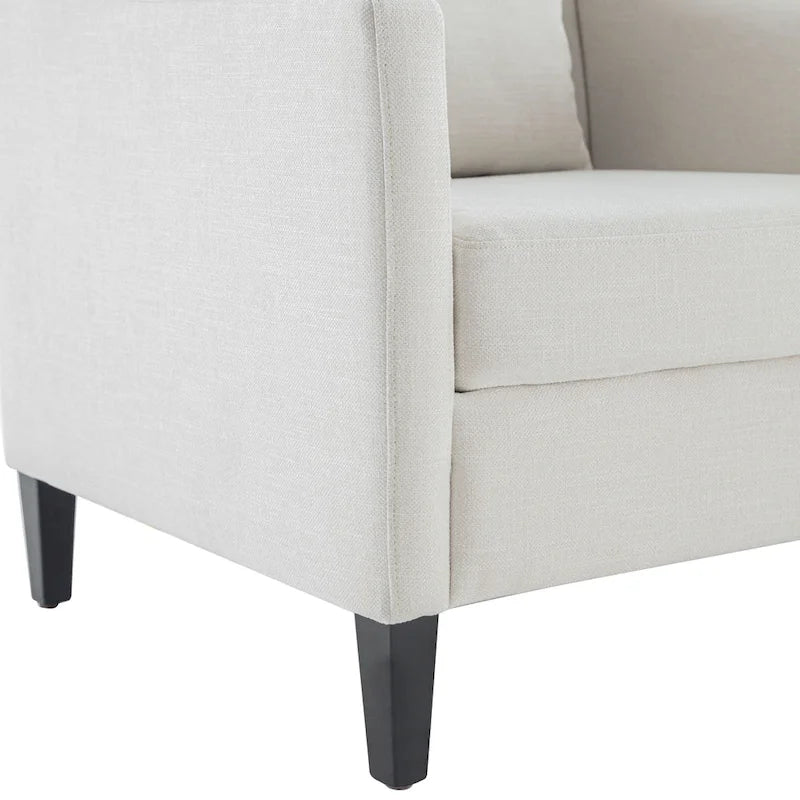 Beige 30 Upholstered Tufted Arm Chair with Lumbar Pillow