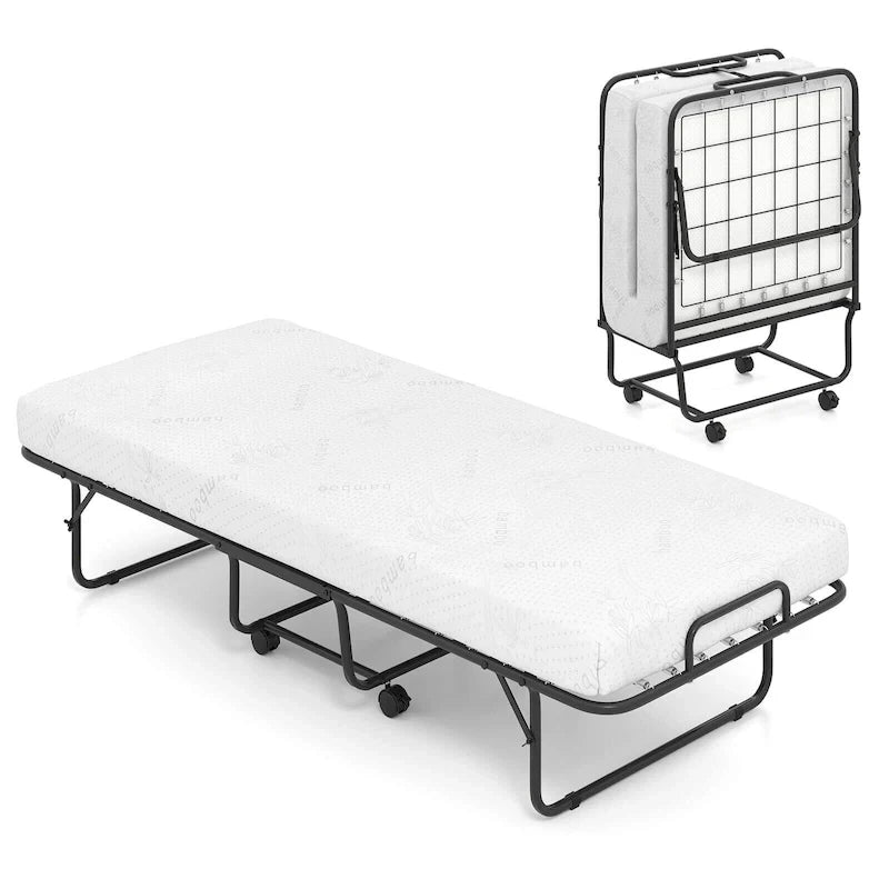 Folding Guest Bed with 4-Inch Memory Foam Mattress - 74 x 31