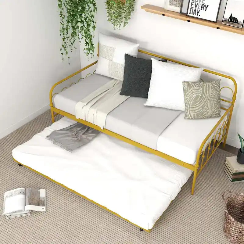 Twin Size Metal Daybed with Trundle