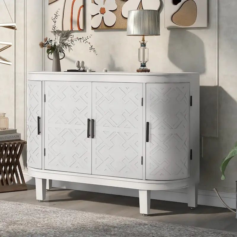 4-door Cabinet Sideboard with Antique Patterns - 15.20 x 47.20 x 33.50
