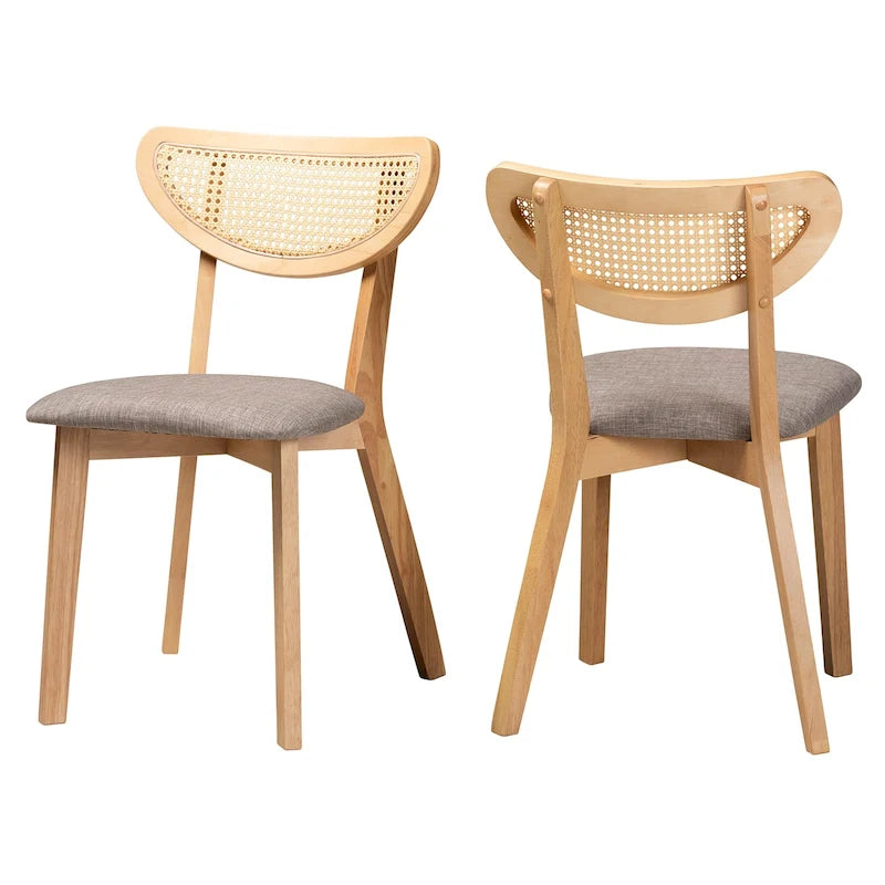 Mid-Century Modern Wood 2-Piece Dining Chair Set
