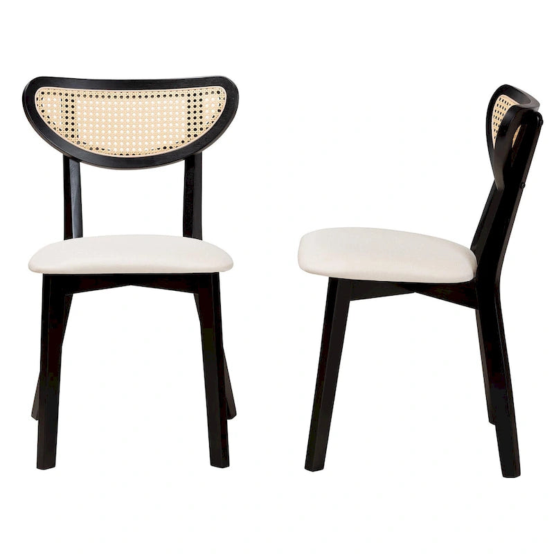 Mid-Century Modern Wood 2-Piece Dining Chair Set
