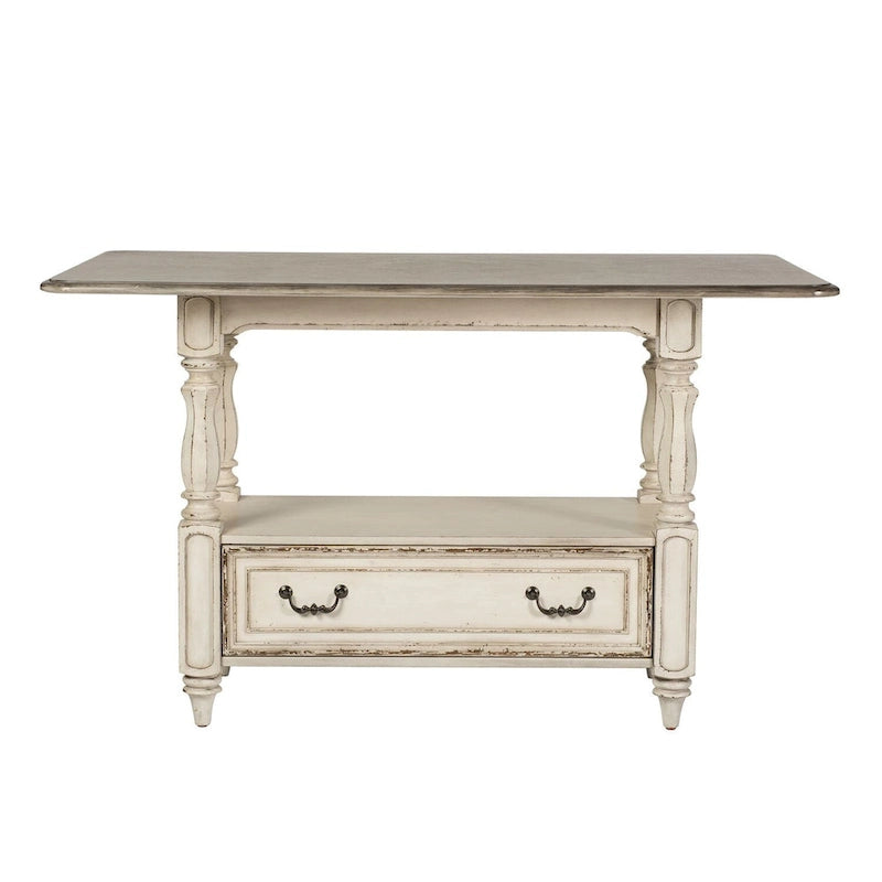 Antique White Weathered Bark Gathering Table