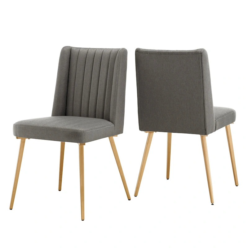 Gold Finish Fabric Dining Chair (Set of 2)