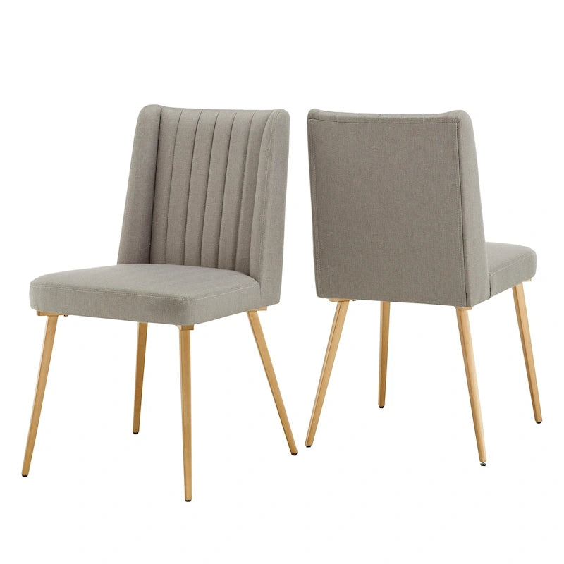 Gold Finish Fabric Dining Chair (Set of 2)