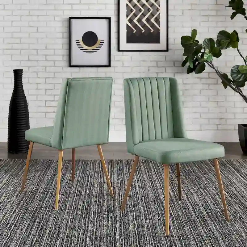 Gold Finish Fabric Dining Chair (Set of 2)