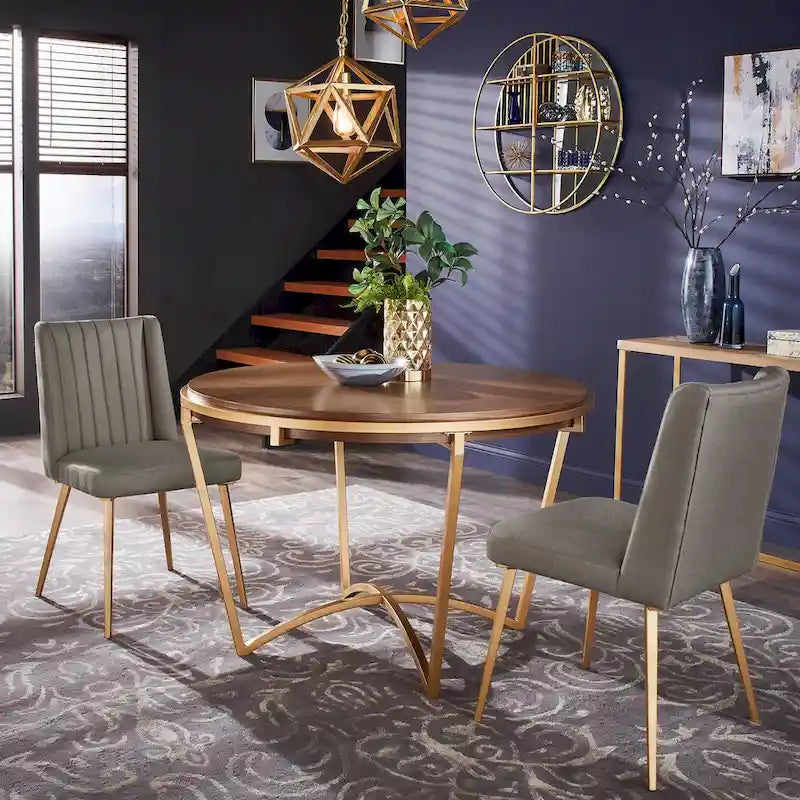 Gold Finish Fabric Dining Chair (Set of 2)