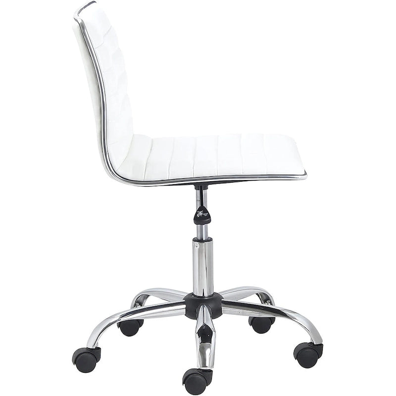 Swivel Mid-Back Armless Ribbed Task Chair - White Leather