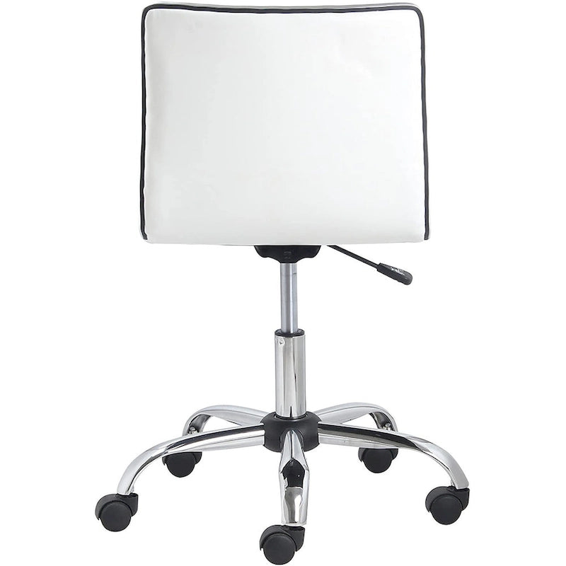 Swivel Mid-Back Armless Ribbed Task Chair - White Leather
