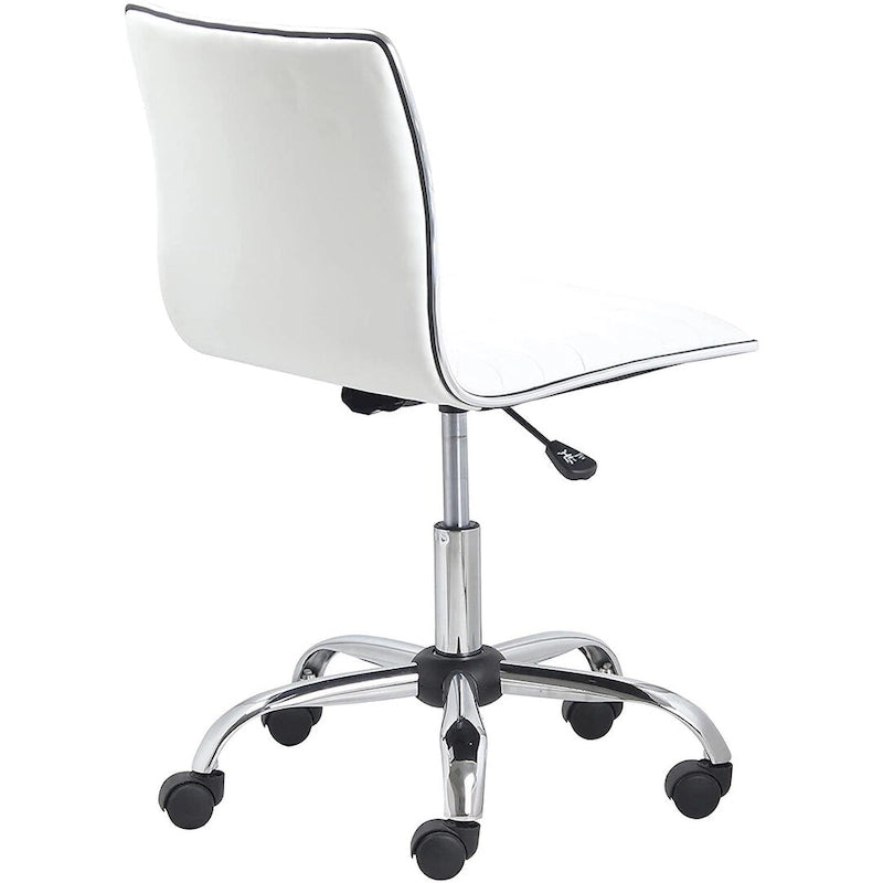 Swivel Mid-Back Armless Ribbed Task Chair - White Leather