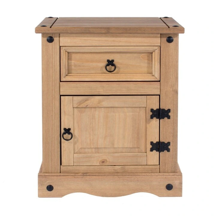 Wood Nightstand 1 Door 1 Drawer