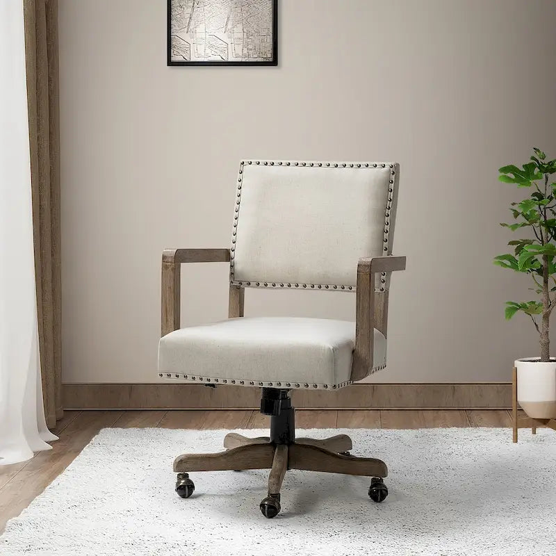 Modern Mid-Back Swivel Height Adjustable Task Chair with Nailhead Trim
