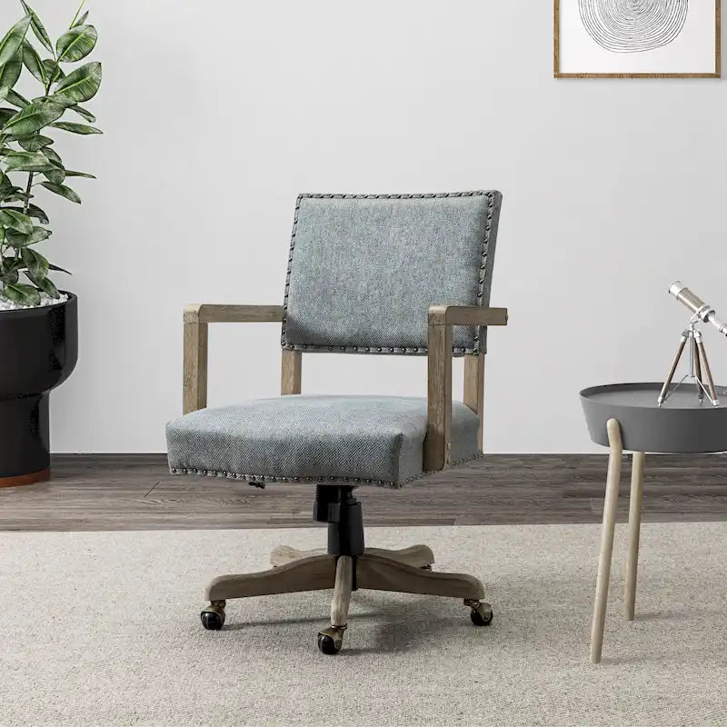 Modern Mid-Back Swivel Height Adjustable Task Chair with Nailhead Trim