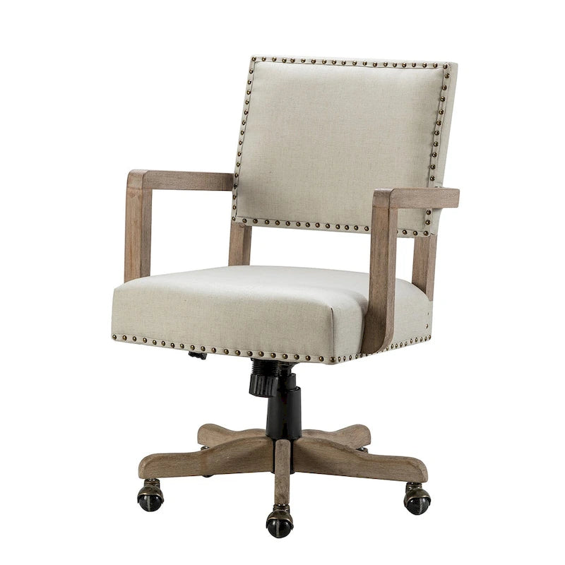 Modern Mid-Back Swivel Height Adjustable Task Chair with Nailhead Trim