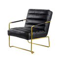 30-inch Black PU Leather Armchair with Gold Frame