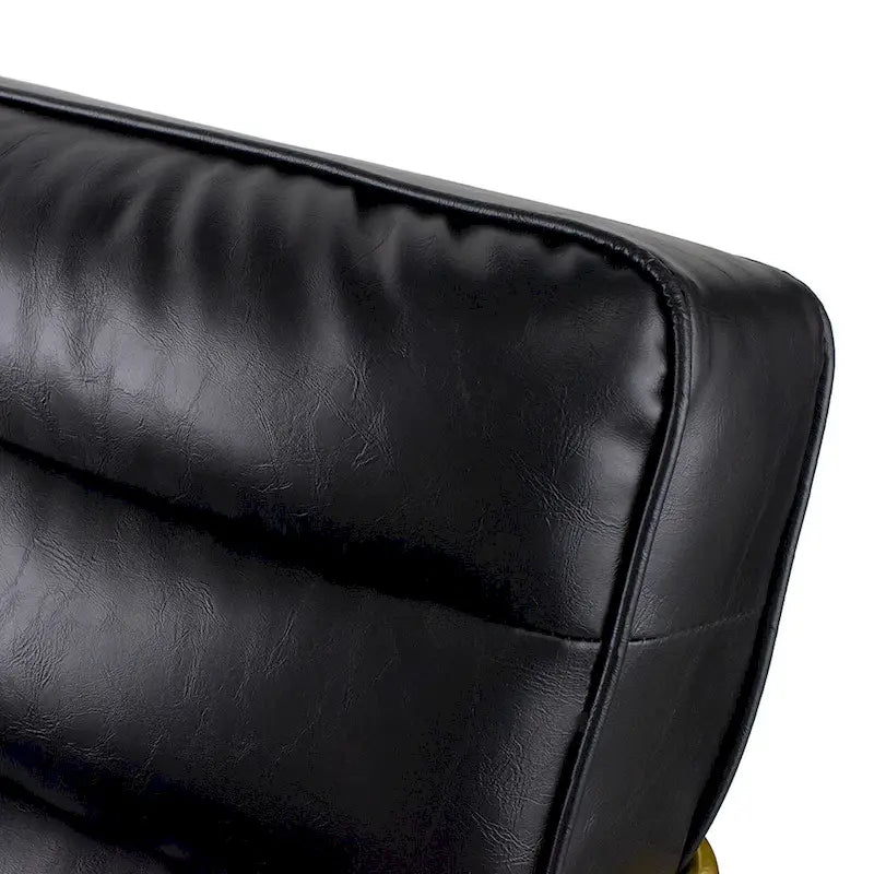 30-inch Black PU Leather Armchair with Gold Frame