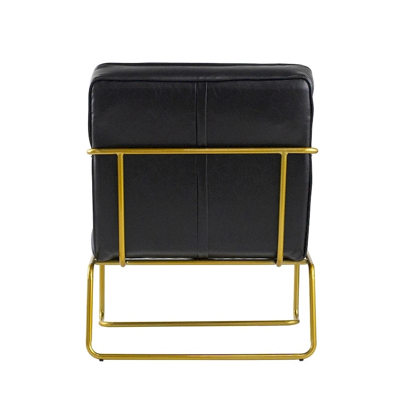 30-inch Black PU Leather Armchair with Gold Frame