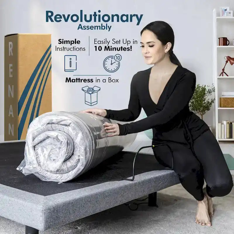 Nastavitelný rošt s 12" hybridní matrací, masáží, USB, osvětlením pod postelí, aplikací, naklápěním hlavy a nohou