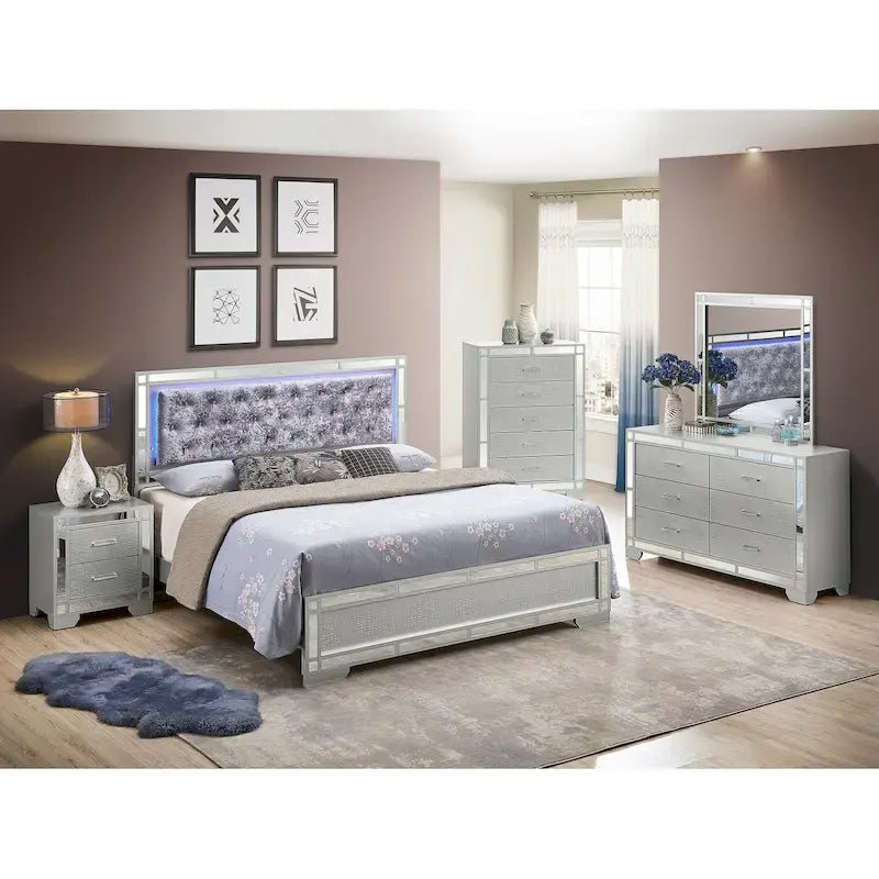 Silver Champagne Full Panel Bed