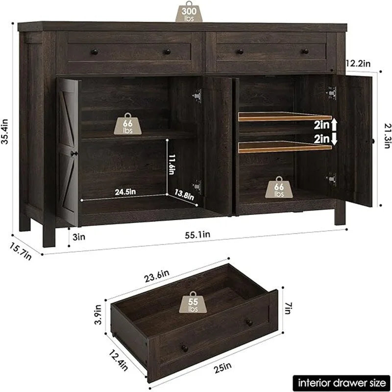 Bufetová skříňka/příborník – 15,7H x 55,1Š x 35,4V