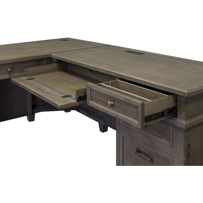 Wood L-Desk & Return Writing Table Office Desk Gray