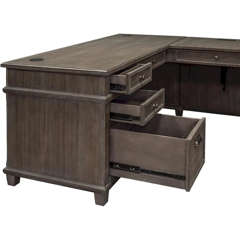 Wood L-Desk & Return Writing Table Office Desk Gray